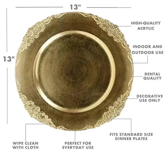 NWOT Vintage Acrylic Charger Plates, Gold - Set of 4 - Picture 6 of 6